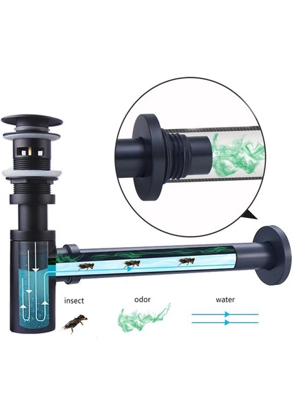 Taşma Stiliyle Açılır Pencere Diğer Havza Draon Banyo Lavabo Şişe Tuzağı Modern Pop Up Filtre Fikstürü Stoper Seti Siyah Lavabo Hortumu Aksesuar Yenileme (Yurt Dışından) modelleri