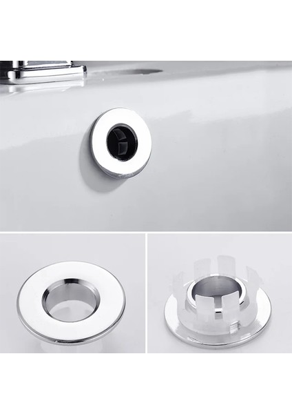 Gümüş Tarzı Banyo Havzası Musluk Lavabo Taşma Kapağı Pirinç Altı Ayak Halka Ekleme Yedek Delik Kapağı Kapağı Krom Trim Banyo Aksesuarları (Yurt Dışından)