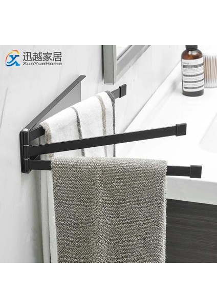 Mingjin Shop2 Siyah Stil Dönebilen Havlu Askısı Duvar Yumruksuz Katlanır Hareketli Banyo Bar Aktivitesi Siyah Demir Tutucu 24CM Duş Askısı Banyo Aksesuarları (Yurt Dışından)