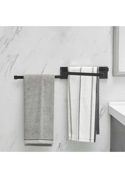 Mingjin Shop2 Siyah Stil Dönebilen Havlu Askısı Duvar Yumruksuz Katlanır Hareketli Banyo Bar Aktivitesi Siyah Demir Tutucu 24CM Duş Askısı Banyo Aksesuarları (Yurt Dışından)