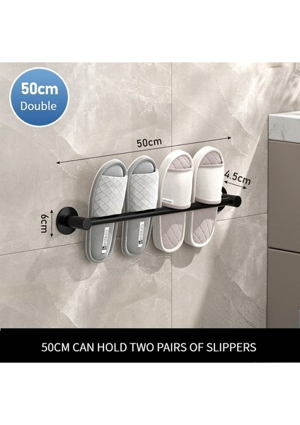 50CM Tarzı 049HOME Banyo Havlu Bar Duvara Monte Vidalar Olmadan Terlik Drenaj Depolama Rafı Tutucu Raf Duşta Asılı Ayakkabı (Yurt Dışından)