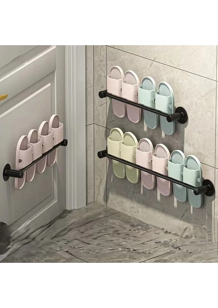 50CM Tarzı 049HOME Banyo Havlu Bar Duvara Monte Vidalar Olmadan Terlik Drenaj Depolama Rafı Tutucu Raf Duşta Asılı Ayakkabı (Yurt Dışından)