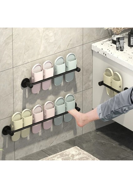 50CM Tarzı 049HOME Banyo Havlu Bar Duvara Monte Vidalar Olmadan Terlik Drenaj Depolama Rafı Tutucu Raf Duşta Asılı Ayakkabı (Yurt Dışından)