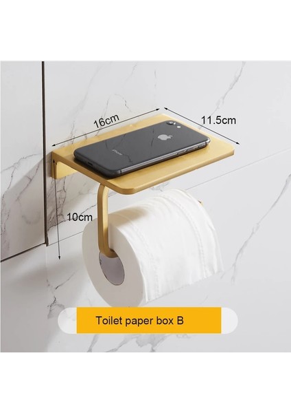 Mingjin Shop2 Tuvalet Kağıdı B Stili Lüks Fırçalanmış Altın Banyo Aksesuarları Havlu Askısı Tuvalet Kağıdı Tutucu Banyo Rafı Diş Fırçası Bardağı (Yurt Dışından)