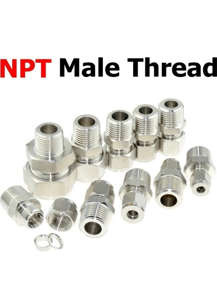 Pc-Npt Tarzı 8mm Dış Çap Tüpü Yüksük Sıkıştırma Boru Bağlantı Konnektörü Npt Pt Konu Ube Paslanmaz Çelik Adaptör (Yurt Dışından)