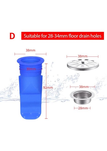 D Mavi Tarzı Haşere Kontrolü Silikon Koku Önleyici Paslanmaz Çelik Kapak Yer Sifonu Çekirdek Mutfak Alet Kanalizasyon Aksesuarları Yuvarlak Deodorant (Yurt Dışından)