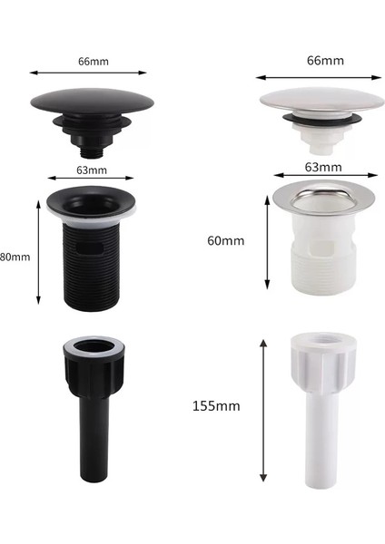 Siyah Taşma Yok Tarzı Siyah Havza Drenaj Banyo Lavabo Süzgeç Basın Açık Pop Up Filtre Fikstürü Atık Durdurucu Seti Siyah Lavabo Aksesuarı Yenileme (Yurt Dışından) indirimleri