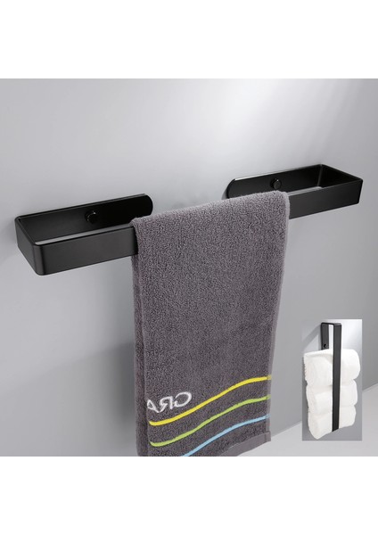 Bir Stil Katı Uzay Alüminyum Siyah Havlu Çubuğu Kağıt Havlu Askısı Banyo Mat Siyah Duvara Monte Havlu Tutucu cm (Yurt Dışından)