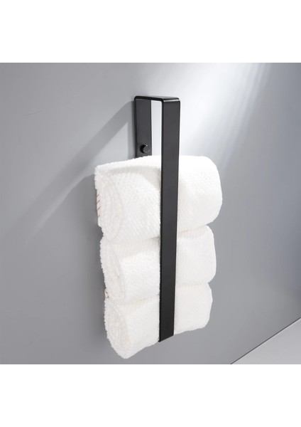 Bir Stil Katı Uzay Alüminyum Siyah Havlu Çubuğu Kağıt Havlu Askısı Banyo Mat Siyah Duvara Monte Havlu Tutucu cm (Yurt Dışından)