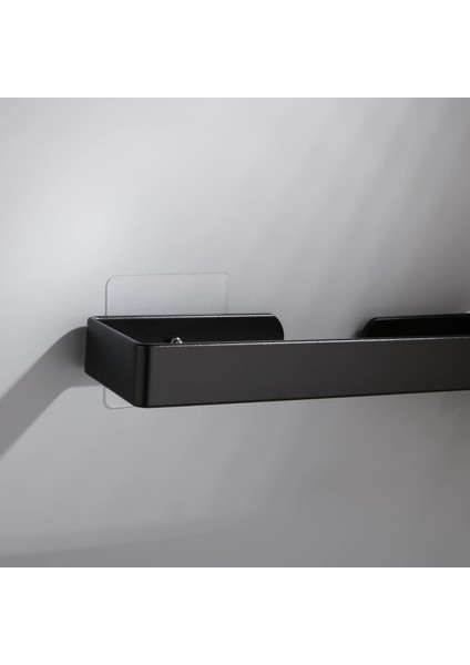Bir Stil Katı Uzay Alüminyum Siyah Havlu Çubuğu Kağıt Havlu Askısı Banyo Mat Siyah Duvara Monte Havlu Tutucu cm (Yurt Dışından)