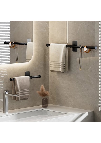 Beyaz 45CM Tarzı Havlu Askısı Havlu Askısı Banyo Havlusu Tutucu Duvar Asılı Siyah Bar Beyaz Çubuk Banyo Rafı Mutfak Depolama Rafı (Yurt Dışından)