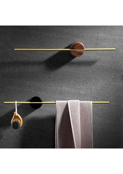 Metal B 50CM Stili Ycrays Fırçalanmış Altın Ahşap Havlu Askısı Banyo Siyah Duvara Monte Hareketli Banyo Bar Askısı Tuvalet Kağıdı Ayakkabı Tutucu Aksesuarları (Yurt Dışından)
