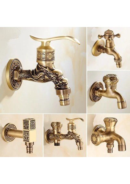No.12 Tarzı Anituqe Bronz Çamaşır Makinesi Vinç Dekoratif Açık Musluk, Vintage Bahçe Bibcock Musluk Duvara Monte Paspas Musluk Pirinç Wf (Yurt Dışından) indirimleri