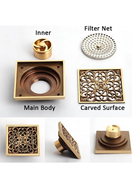 C Stili Yazın Euro Yer Sifonları Antik Pirinç Duş Yer Sifonu Banyo Deodorantı Euro Kare Yer Sifonu Süzgeç Kapağı Rendeleyin Atık (Yurt Dışından) modelleri