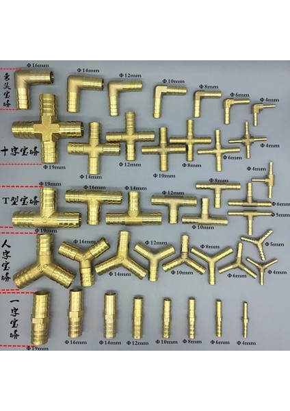 4 Yollu Stil 8 mm Diken Pirinç Splicer Boru Bağlantı Parçası T x Y U Tipi Hortum Dikenli Bakır Dikenli Konnektör Ortak Çoğaltıcı Adaptörü (Yurt Dışından)