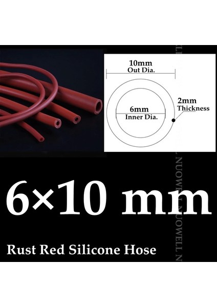 6X10MM Tarzı 1 Milyon I.d2 ~ 16MM Pas Kırmızı Silikon Boru Isıya Dayanıklı Otomobil Petrol Borusu Vakum Soğutma Borusu Hava Pompası Yumuşak Kauçuk Hortum (Yurt Dışından)