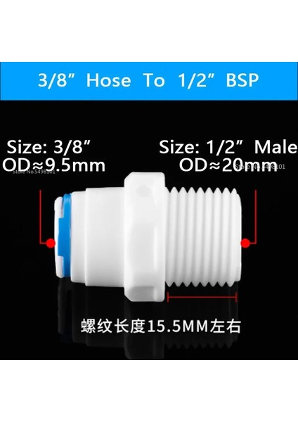 3L8HORTUM-1L2ERKEK Stili Ro Su Düz Boru Bağlantı Parçası Od Hortum Bsp Erkek Konu Plastik Hızlı Bağlantı Sistemi Suyu Arındırır (Yurt Dışından)