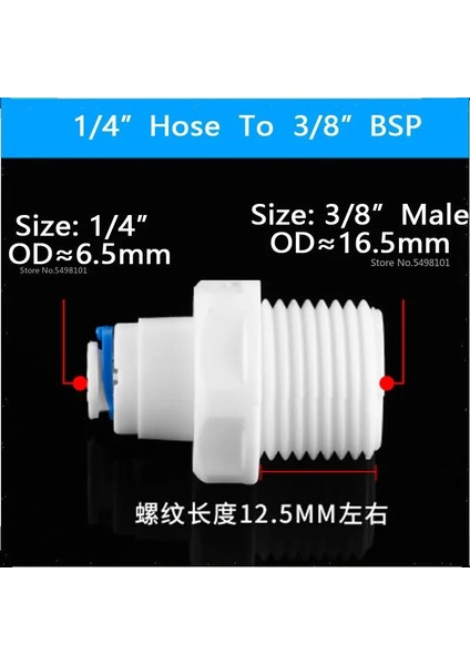 3L8HORTUM-1L2ERKEK Stili Ro Su Düz Boru Bağlantı Parçası Od Hortum Bsp Erkek Konu Plastik Hızlı Bağlantı Sistemi Suyu Arındırır (Yurt Dışından)