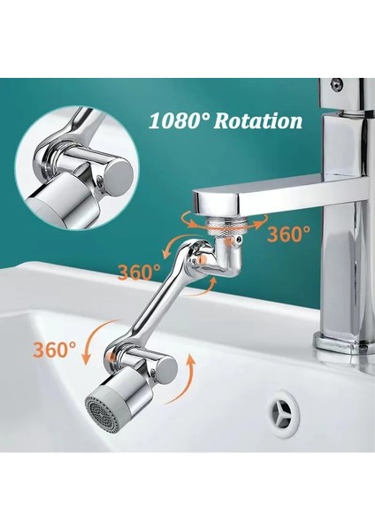 Stil 2 One Gears Stili 1080 Dönebilen Musluk Havalandırıcı Banyo Lavabo Dokunun Sıçrama Filtresi Mutfak Musluk Uzatın Musluk Su Tasarrufu Fıskiye Memesi (Yurt Dışından) fırsatları