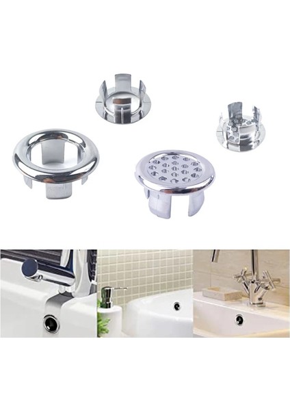 DZK3PCS Tarzı Suchme Mutfak Banyo Havzası Döşeme Banyo Lavabo Deliği Yuvarlak Taşma Drenaj Kapatma Başlığı Taşma Halkası Içi Boş Lavabo Taşma Halkası (Yurt Dışından)