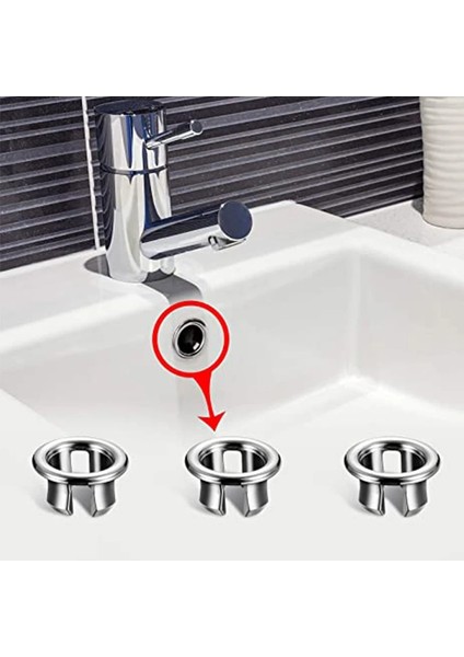 DZK3PCS Tarzı Suchme Mutfak Banyo Havzası Döşeme Banyo Lavabo Deliği Yuvarlak Taşma Drenaj Kapatma Başlığı Taşma Halkası Içi Boş Lavabo Taşma Halkası (Yurt Dışından)