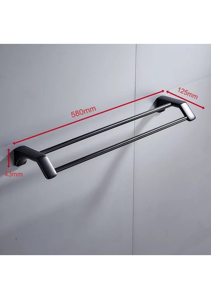 Siyah 50 cm Stili Mat Siyah Paslanmaz Çelik Banyo Çift Havlu Raf Raf Tutucu Banyo Havlu Askısı Bar Havlu Demiri Banyo Aksesuarları (Yurt Dışından) fırsatları