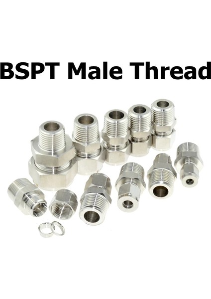 Pc-Bspt Stili 8mm Dış Çap Tüpü Yüksük Sıkıştırma Boru Bağlantı Konnektörü Npt Pt Konu Ube Paslanmaz Çelik Adaptör (Yurt Dışından)