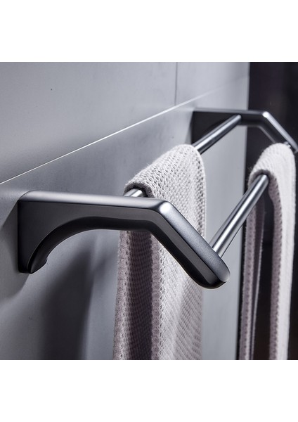 Krom 40 cm Stili Mat Siyah Paslanmaz Çelik Banyo Çift Havlu Raf Raf Tutucu Banyo Havlu Askısı Bar Havlu Demiri Banyo Aksesuarları (Yurt Dışından) fiyatları