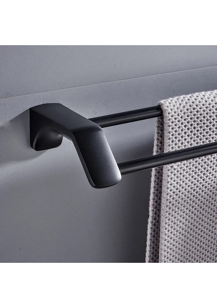Krom 40 cm Stili Mat Siyah Paslanmaz Çelik Banyo Çift Havlu Raf Raf Tutucu Banyo Havlu Askısı Bar Havlu Demiri Banyo Aksesuarları (Yurt Dışından) indirimleri