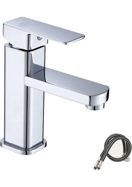 Gümüş ve Hortum 60CM Stili Banyo Musluk Havzası Musluklar Tek Delik Sıcak Soğuk Su Lavabo Bataryası Dokunun Mat Siyah Yüksek Sıcaklık ve Yüksek Basınca Dayanıklı (Yurt Dışından)