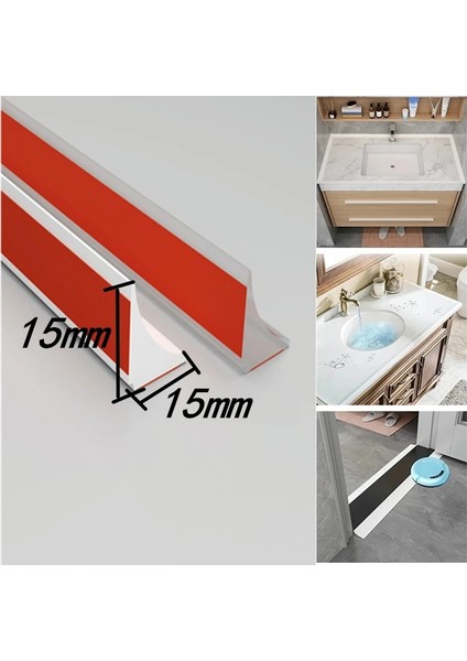 Beyaz Stil 80CM Uzunluk Yeni Silikon Banyo Su Durdurucu Engelleyici Şerit Kendinden Yapışkanlı Zemin Tutma Kapı Çubuğu Kuru Islak Ayırma Boşluğu Sızdırmazlık Bariyeri (Yurt Dışından)