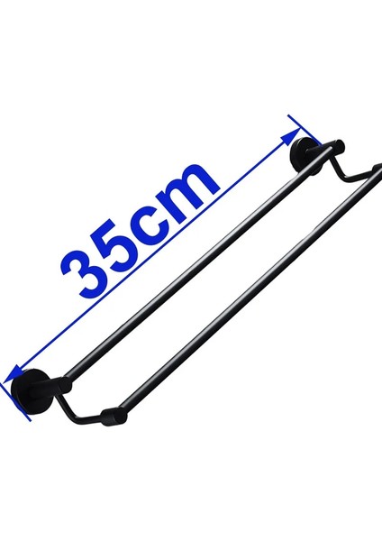 Mingjin Shop2 35 cm Tarzı Mat Siyah Alüminyum Banyo Çift Havlu Raf Raf Tutucu Banyo Havlu Askısı Bar Yuvarlak Designtowel Rail Banyo Aksesuarları (Yurt Dışından)