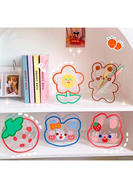Küçük Tavşan Tarzı Kawaii Çiçek Kalemlik Akrilik Masa Düzenleyici Ofis Organizatör Öğrenci Masaüstü Saklama Kutusu Varil Vazo Kırtasiye Kalem Kutusu (Yurt Dışından) fiyatları