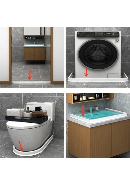 Gri Tarzı 80CM Lavabo Havzası Soba Su Durdurucu Banyo Duş Barajı Taşkın Bariyeri Kuru ve Islak Ayırma Için Licone Su Tutma Şeridi (Yurt Dışından)
