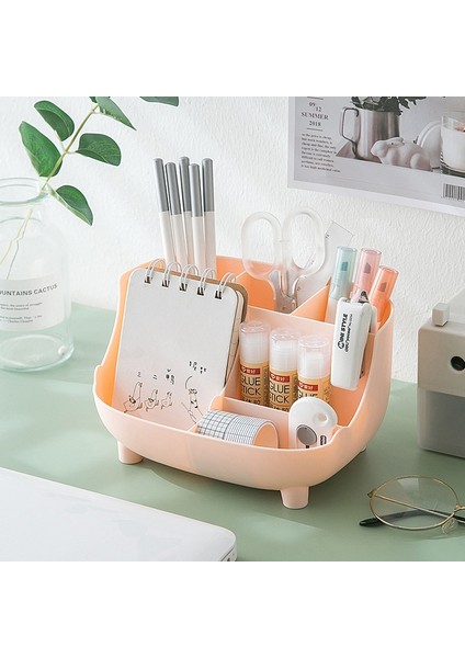 Og Stili Yaratıcı 6 Gird Masaüstü Organizatör Kalemlik Çok Fonksiyonlu Masa Makyaj Kalem Depolama Standı Kutusu Okul Ofis Kırtasiye (Yurt Dışından) fırsatları