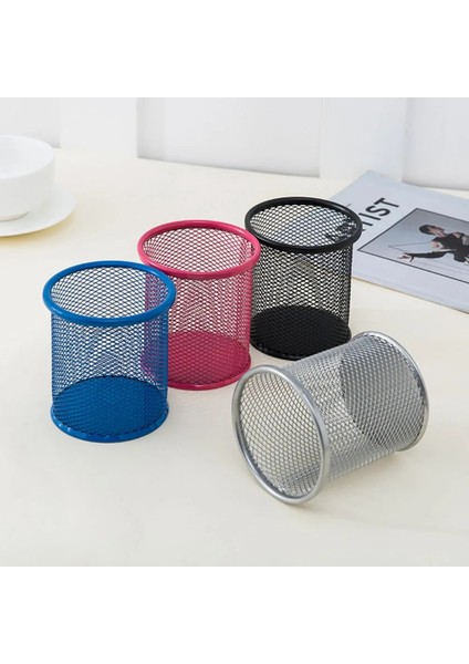 Mavi Yuvarlak Stil Mesh Metal Kalem Kalem Fırça Pot Tutucu Saklama Kabı Ofis Masası Düzenleyici (Yurt Dışından) modelleri