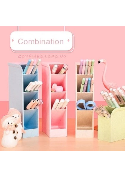 Beyaz Stil Yaratıcı Moda Eğik Kalemlik Buğday Sapı Kore Tarzı Çok Fonksiyonlu Masaüstü Saklama Kutusu Ofis Kırtasiye Kawaii (Yurt Dışından) modelleri