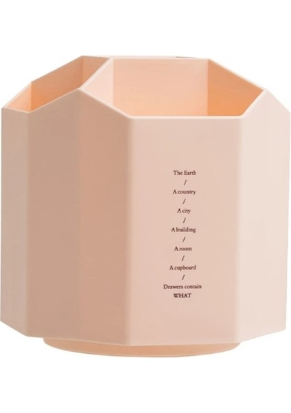 Pembe Tarzı Masaüstü Kalemlik 360 ° Dönen 5 Izgara Kalem Standı Pot Depolama Organizatör Ev Ofis Malzemeleri (Yurt Dışından)