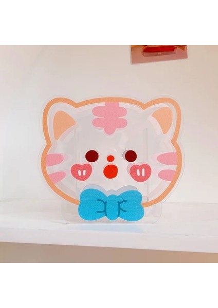 Papyon Kedi Stili Kawaii Çiçek Kalemlik Akrilik Masa Düzenleyici Ofis Organizatör Öğrenci Masaüstü Saklama Kutusu Varil Vazo Kırtasiye Kalem Kutusu (Yurt Dışından)