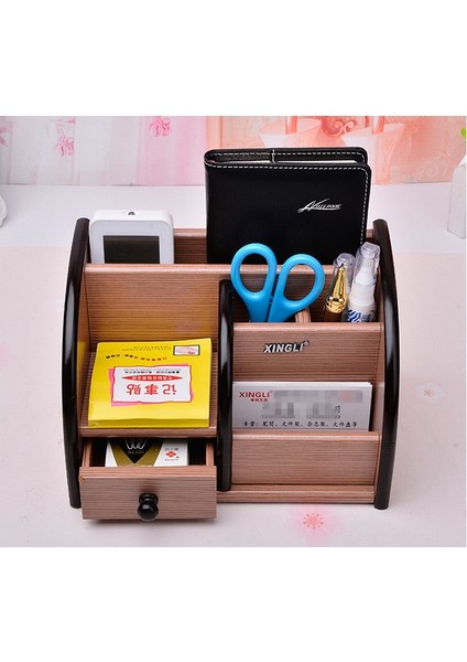Açık Kahverengi Renk Stili Lüks Ahşap Masa Düzenleyici Ofis Büro Kalemlik Çekmeceli Ahşap Sıralayıcı (Yurt Dışından)