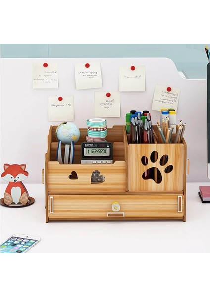 E Stili Kalem Organizatör Çok Fonksiyonlu Ahşap Masaüstü Kalemlik Ofis Okul Kırtasiye Depolama Standı Kılıf Masa Kalemi (Yurt Dışından) fiyatları
