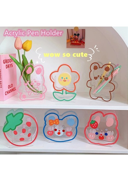 Bir Stil Ayı Skysonıc Akrilik Sevimli Ayı Çiçek Kalemlik Çok Fonksiyonlu Masaüstü Organizatör Şeffaf Saklama Kutusu Kawaool Kırtasiye (Yurt Dışından) fiyatları