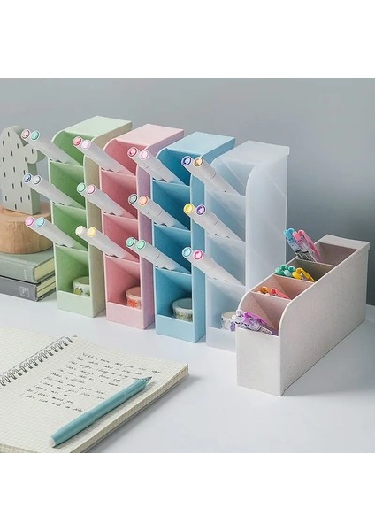 Beyaz Stil Yeni Varış Macaron Renkli Masaüstü Organizatör Çıkartmalar ile Sevimli Kalemlik Kawaii Makyaj Ruj Saklama Kutusu Okul Kırtasiye (Yurt Dışından) modelleri