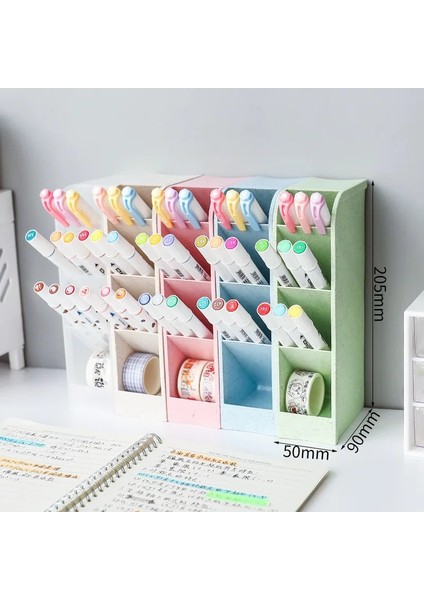 Beyaz Stil Yeni Varış Macaron Renkli Masaüstü Organizatör Çıkartmalar ile Sevimli Kalemlik Kawaii Makyaj Ruj Saklama Kutusu Okul Kırtasiye (Yurt Dışından) indirimleri