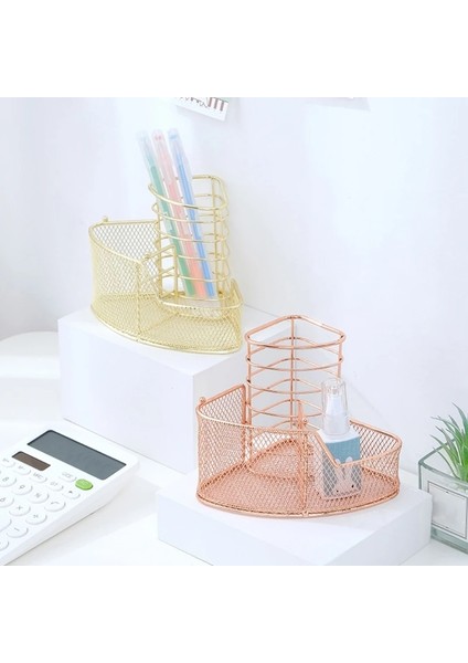 Gül Altın Tarzı Nefis Gül Altın Örgü Kalemlik Üçgen Şeklindeki Metal Kırtasiye Depolama Tutucu Ofis Ev Okulu Için 3 Bölme (Yurt Dışından) modelleri