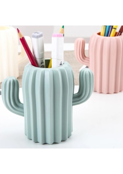 Açık Yeşil Tarzı Kaktüs Kalemlik Kırtasiye Masaüstü Organizatör Masa Kalemlik Saklama Kutusu Kalem Konteyner Fırça Pot Vazo Ofis Malzemeleri (Yurt Dışından) indirimleri