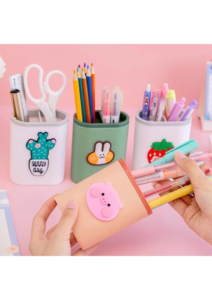 Bir Stil Çok Fonksiyonlu Masaüstü Kalemlik Çift Izgara Büyük Kapasiteli Kalemler Organizatör Makyaj Fırçası Tutacağı Okul Standı Saklama Kutusu (Yurt Dışından) modelleri