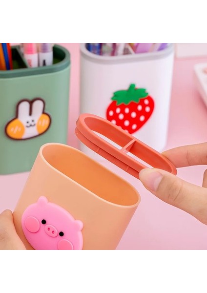 Bir Stil Çok Fonksiyonlu Masaüstü Kalemlik Çift Izgara Büyük Kapasiteli Kalemler Organizatör Makyaj Fırçası Tutacağı Okul Standı Saklama Kutusu (Yurt Dışından) indirimleri