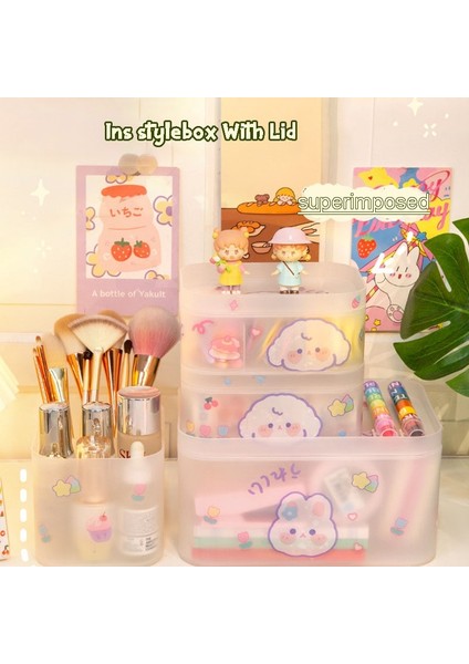 25 Adet Turuncu Kız Stili Kalemlik Masa Düzenleyici Masaüstü Saklama Kutusu Pp Plastik Toz Geçirmez Basit Yurt Kozmetik Çok Katmanlı Fg Kutusu (Yurt Dışından) fiyatları
