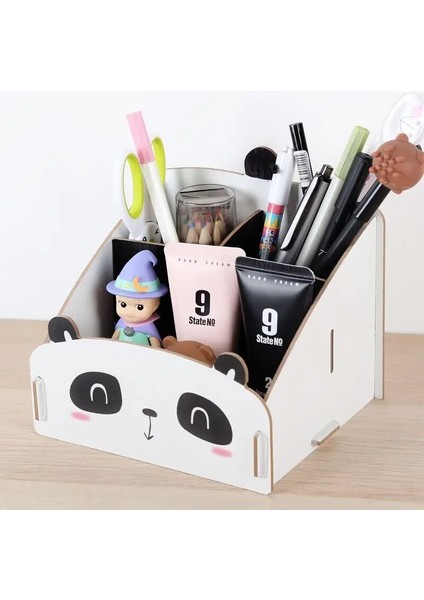 Beyaz Tavşan Stili 1 Adet Çok Fonksiyonlu Kedi Panda Tavşan Kozmetik Masaüstü Saklama Kutusu Ahşap Moda Yaratıcı Karikatür Kalemlik 11*13*15 cm (Yurt Dışından) modelleri